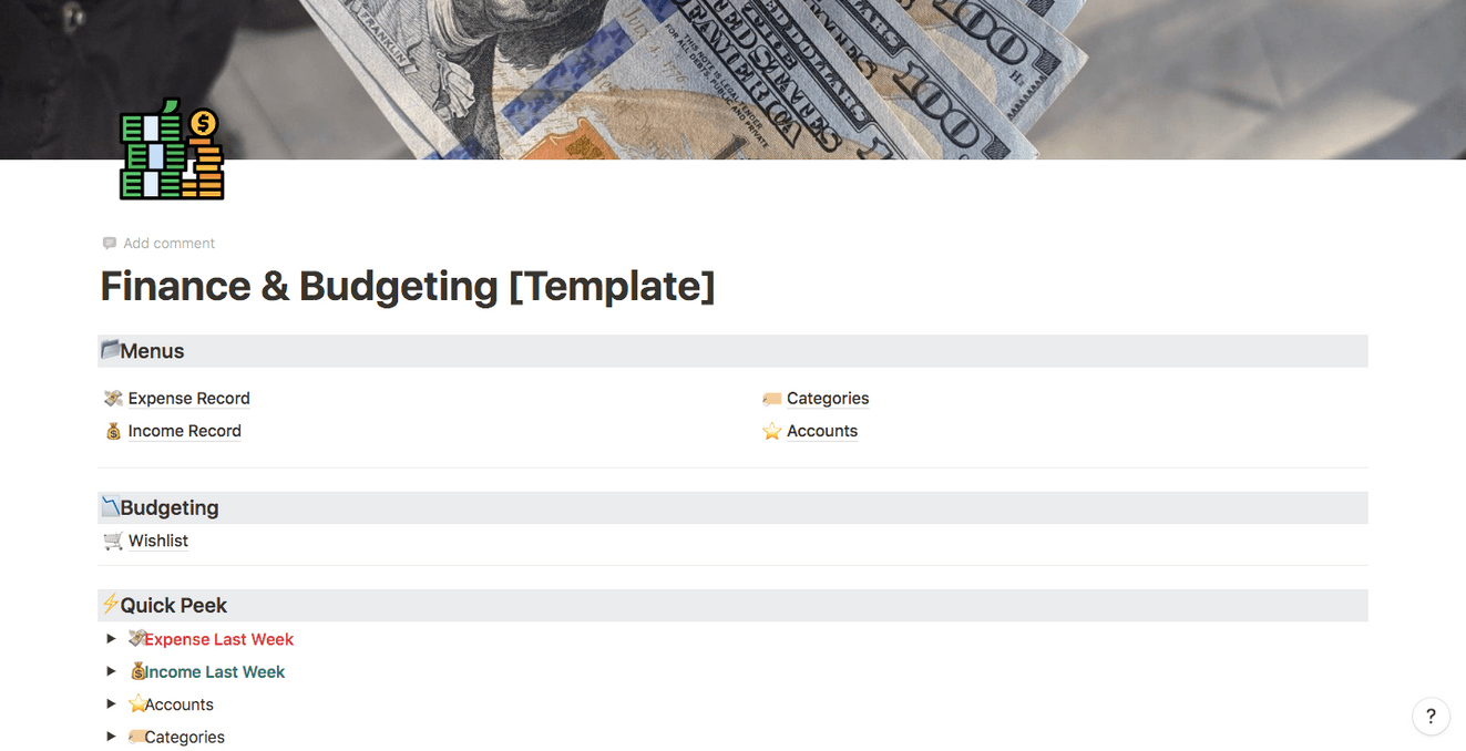 Finance & Budget tracker | Finance notion template