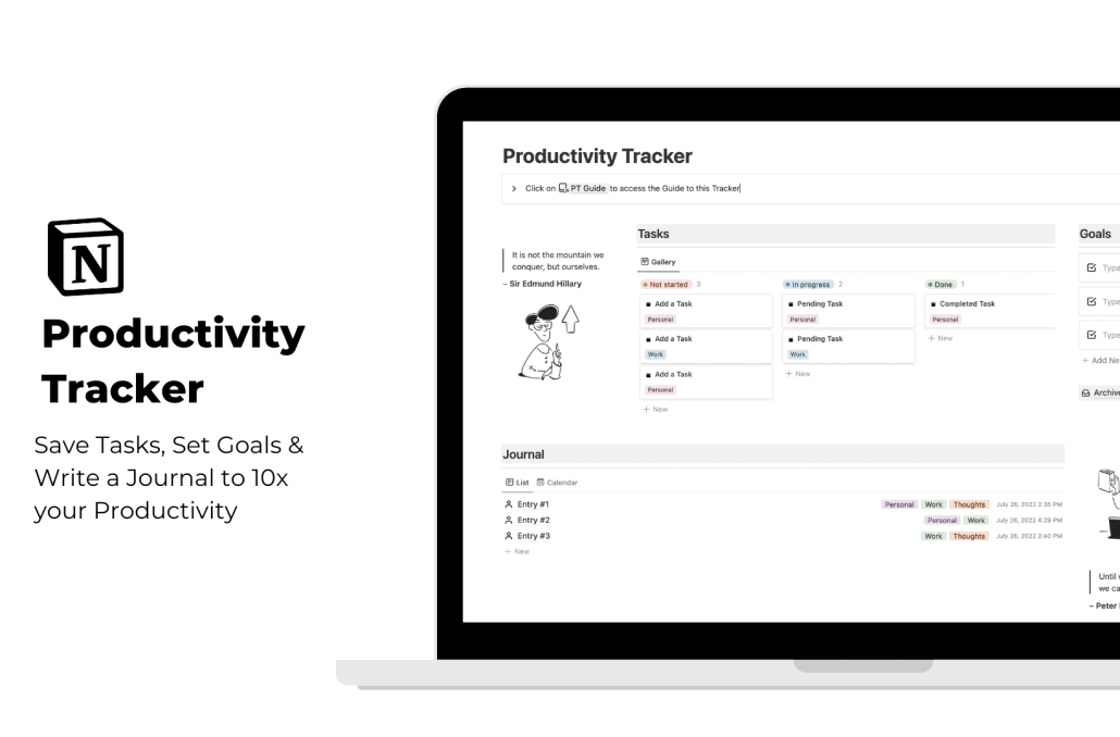 Notion template to be productive | Productivity tracker