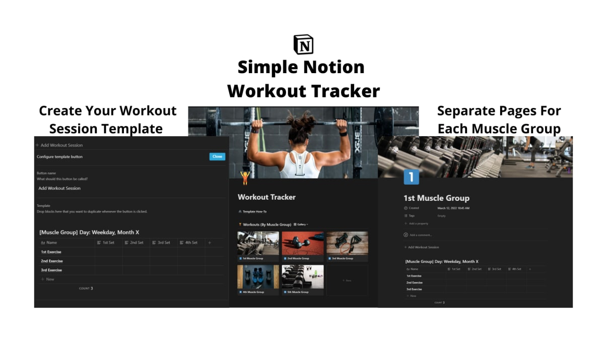 Notion template for managing workout & stay fit | Simple workout tracker