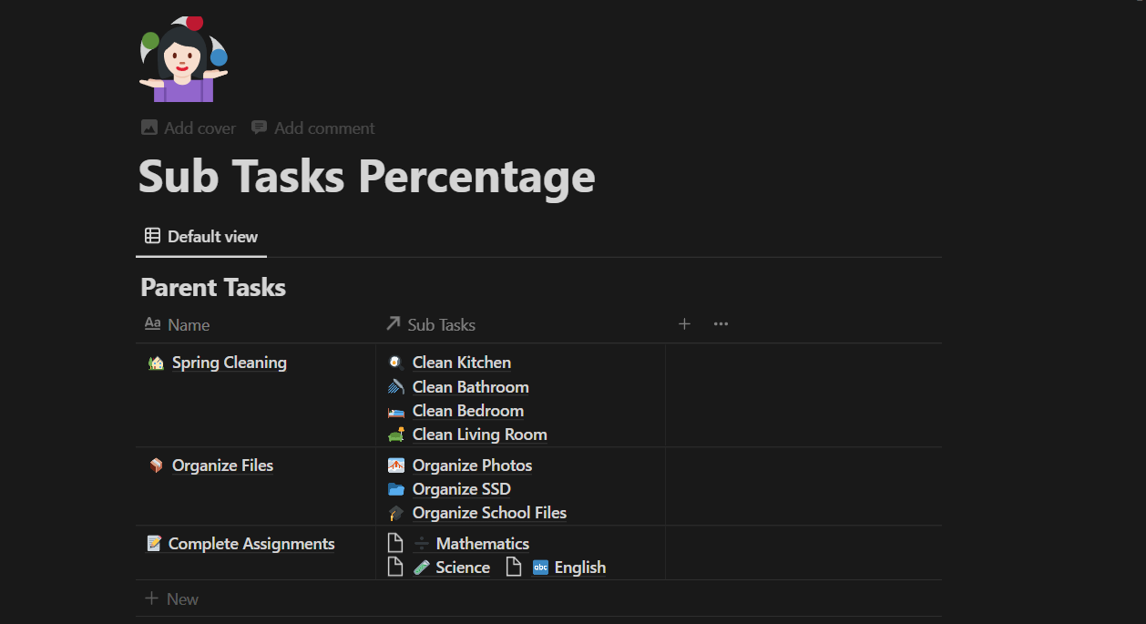 Completed Tasks In Percentage | Notion Databases