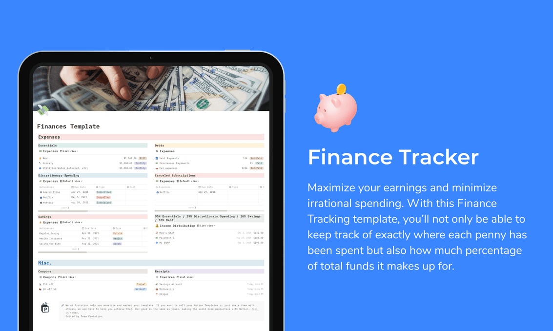 Finance tracker | Finance Notion template