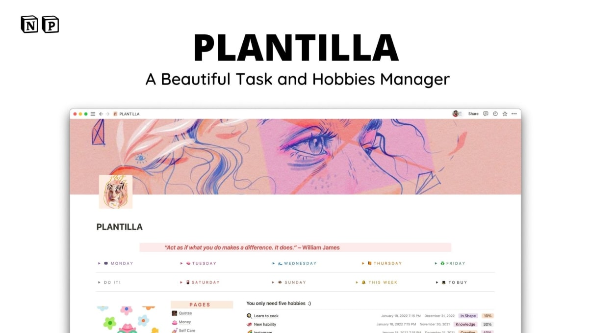 Notion template for Task management | Plantilla | Aesthetic task manager
