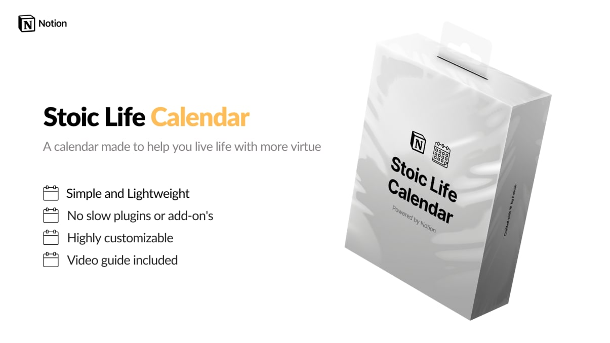 Notion template for planning | Stoic life calendar