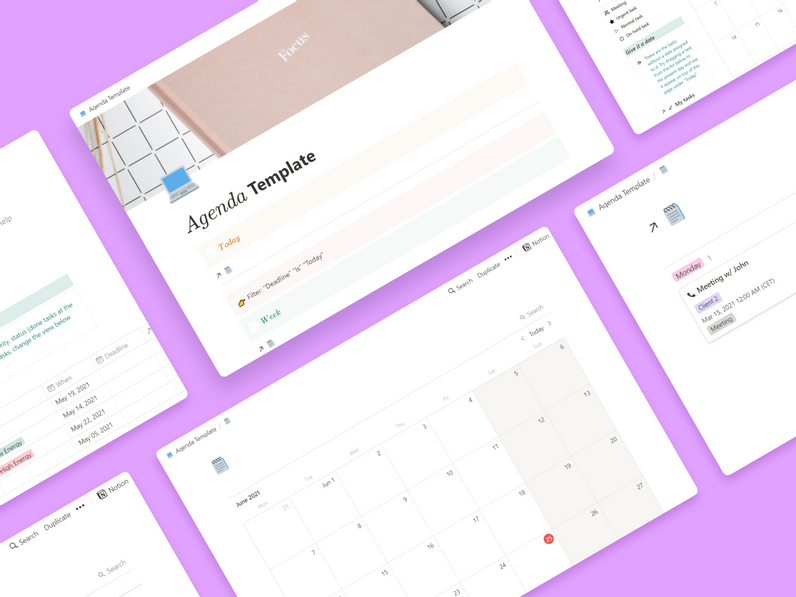 Notion template for planning | Agenda template