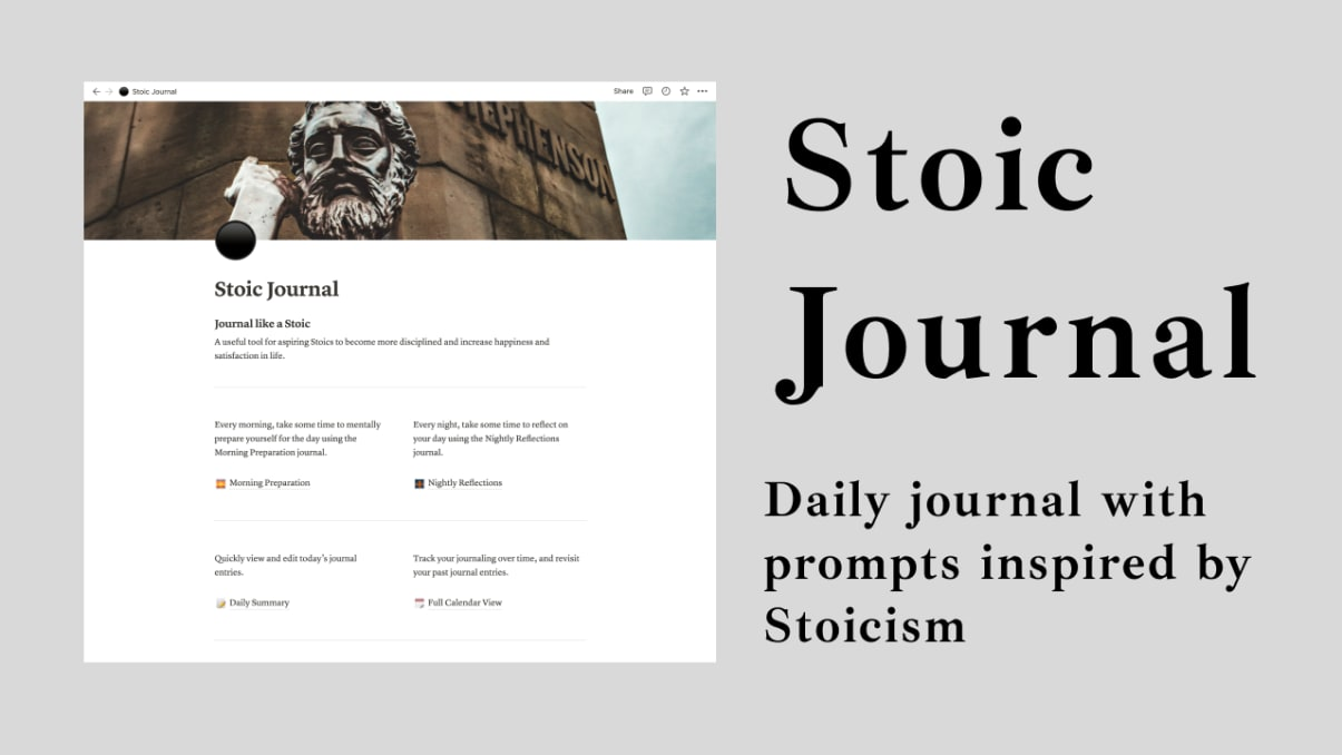 Notion template | Journaling | Stoic Journal